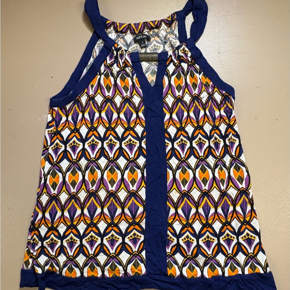 Apt. 9 Women's Blue and Orange Geometric Tank Top